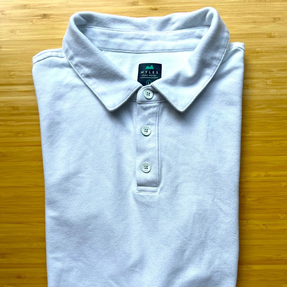 Myles Tour Polo, color White, size Large.